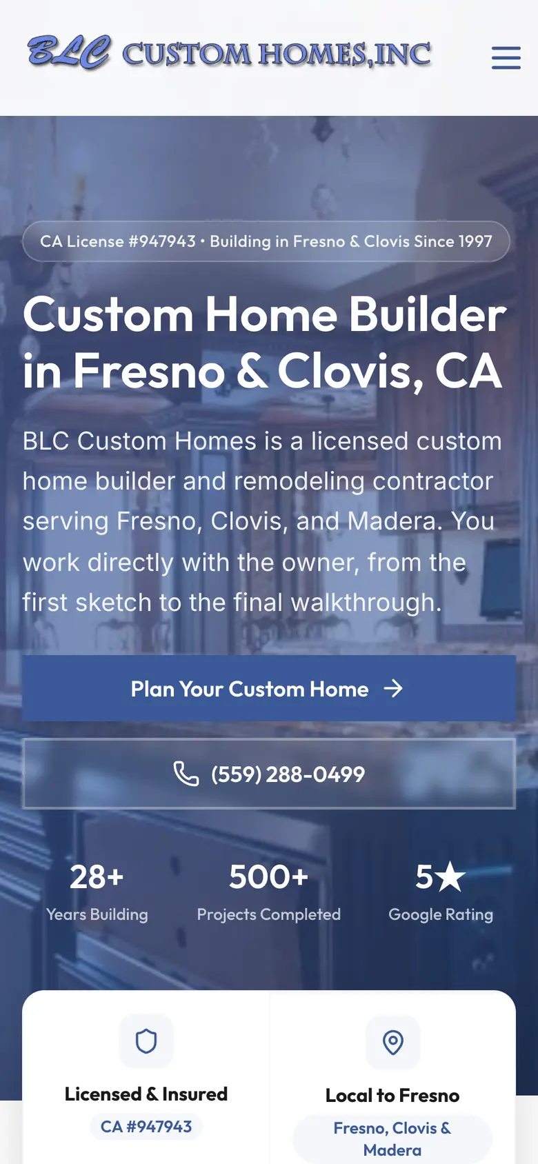 BLC Custom Homes on a phone